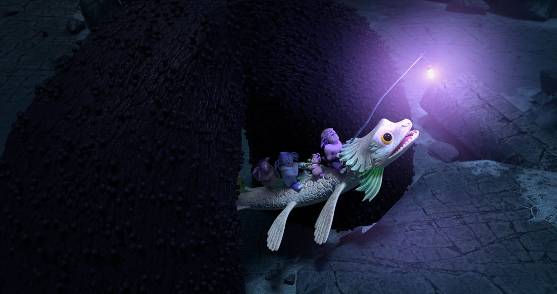 Лунтик и его отец верхом на плывуне